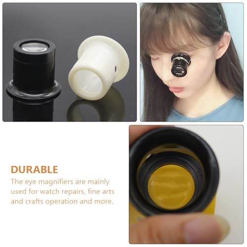 Toyvian 4pcs 10x Magnifying Loupe Magnifier Glass Set for Jewelry Repair and Watchmakers with Black Frame, Portable Eye Loupe Tool for Precision Crafting and Beading
