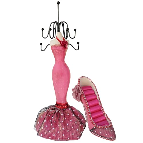 2 PCS Set Jewlery Display Shoe Ring Holder - Mannequin Necklace Display Bracelet Orgaziner (Fuchsia) - color: Fuchsia