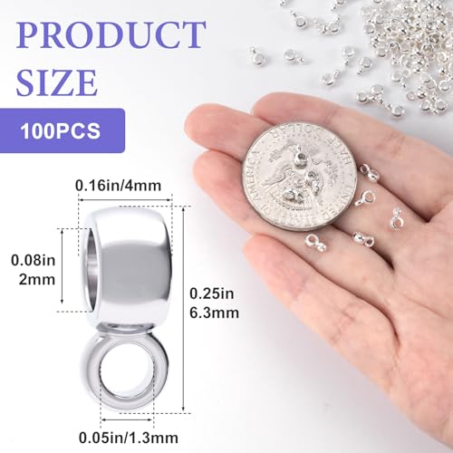 Joez Wonderful Links Bail Beads, Hypoallergenic Alloy Column Spacer Beads - color: Silver
