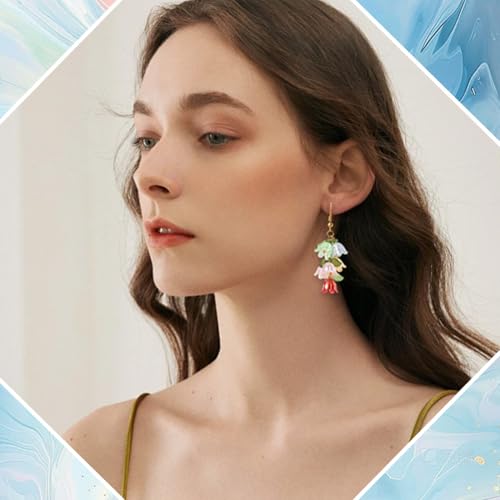 SUNNYCLUE 1 Box 120Pcs 10 Colors Floral Acrylic Charms Lily Flower Charms Bulk Brass Loops Plastic Blossom Spring Colorful Dangle Flowers Pendants for Jewelry Making Supplies DIY Earring Bracelet - style: Flowe 2