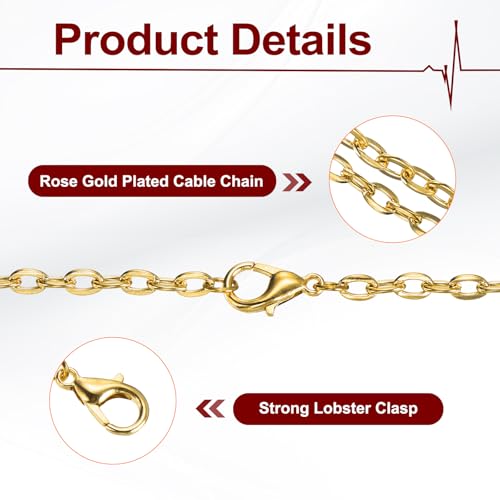 HARFINGTON 20 Pack 18 Inch Necklace Chains Bulk 3.2mm Gold Plated Cable Chains with Lobster Clasps for Jewelry Making - color: Gold, size: 18 Inch x 3.2mm