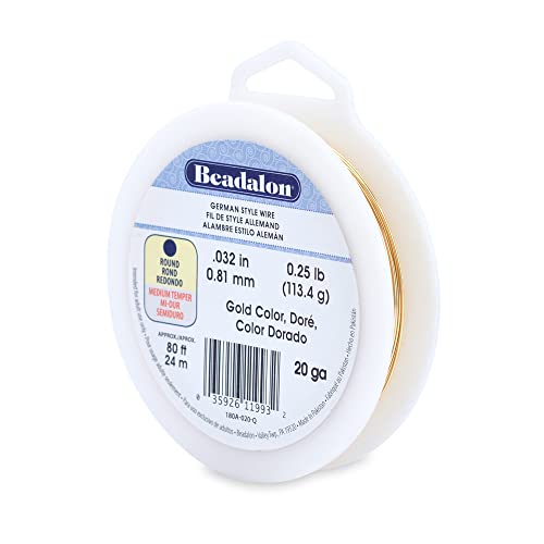 Beadalon German Style Wrapping Wire, Round, Gold Color, 20 Gauge, 78 ft - color: Gold, size: 20 gauge / 78 ft