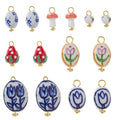 DICOSMETIC 14Pcs 7 Style Ceramic Porcelain Beads Charms Bulk Assorted Ceramic Charms Set Flower Mushroom Strawberry Small Jewelry Charm for Bracelet Necklace Earring Jewelry Making