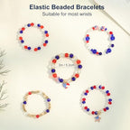Emibele Colorful Stretch Bracelet Stack Boho Beaded Bracelet Set Heishi Surfer Bracelet Stackable Y2K Trendy Jewelry Friendship Multiple Set Women Fans - style: 4th of July Accessories Bracelets