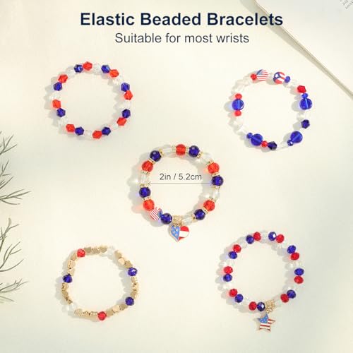 Emibele Colorful Stretch Bracelet Stack Boho Beaded Bracelet Set Heishi Surfer Bracelet Stackable Y2K Trendy Jewelry Friendship Multiple Set Women Fans - style: 4th of July Accessories Bracelets
