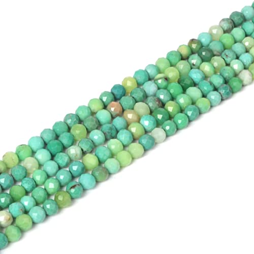Natural Green Chrysoprase 4mm Faceted Round Beads Loose Beads 16 Inch for Jewelry Making Beads - color: Green Chrysoprase