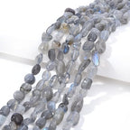 6-8mm Natural Labradorite Nuggets Oval Free Tumbled Pebble Semi Precious Gemstone Loose Stone Beads Approx 15.5 inch for DIY Jewelry Making - color: Labradorite