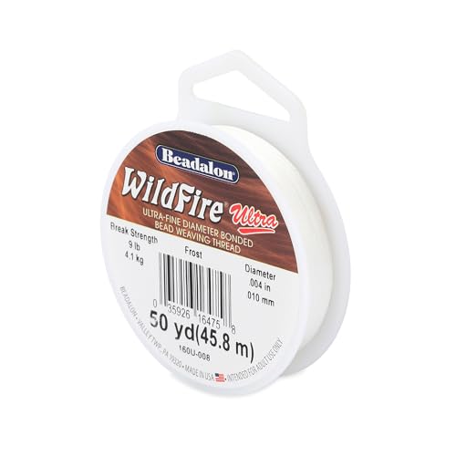 Beadalon Wildfire Ultra - Beading Thread, Beading Supplies for Crafters, Jewelry Makers, Beaders. Braided Fishing Line - size: 0.004 in / 50 yd, style: Frost