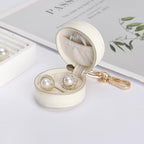KUKUVR Jewelry Ring Holder Box with Keychain, Portable Gym Jewelry Storage Box Case, Small Travel Ring Earring Stud Necklace Storage Case (White) - color: White