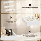 Abiglifty 3 Tier Necklace Holder Display, Jewelry Organizer, Jewelry Stand, Bracelet Display, Necklace Organizer, Bracelet holder, Jewelry Display for Necklace, Watches, Rings, white - color: white