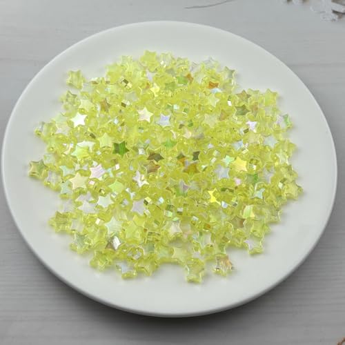 450 PCS Acrylic Star Shape Beads AB Colors Loose Pony Spacer Beads with Hole for Jewelry Making Necklace Earring Key Chains DIY Projects(Lemon Yellow AB) - color: Lemon Yellow AB