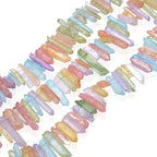 Adabele 15 Inch Natural Raw Healing Crystal Quartz Gemstone Loose Beads Small Drilled 15 Inch Chakra Rainbow AB Titanium Coated Chakra Gem Stone Drop Stick GA6 - color: Chakras Rainbow Ab, size: Small Size (15 Inch/1 Strand)