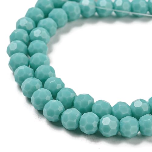 Perlin Czech Bohemian Crystal Glass Beads Faceted Round 4mm 90 Pieces Loose Spacer 1 Strand Beads for DIY Jewelry Earrings Necklace Bracelet Making (Turquoise Opaque) - color: Turquoise opaque