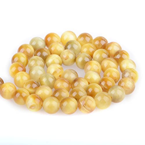 Bymitel 36 pcs Round Loose Stone Beads Gemstone Spacers for Charm DIY Jewelry Making 15.5" per Strand 10mm (Golden Tiger's Eye, 10mm) - color: Golden Tiger's Eye, size: 10mm