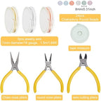 WEBBEDY Wire Wrapped Ring Making Kit, Jewelry Making Supplies Kit with 3-Color Jewelry Wire, Crystal Gemstone Beads, Mini Pliers Tools for Making 12 Sets Rings, 3 Styles Valentine's Day Unique Gift