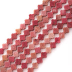 8mm Natural Red Wood Grain Gemstone Faceted Clovers Beads Four-Leaf Spacer Loose Beads for DIY Jewelry Making Beads - color: Red Wood Grain