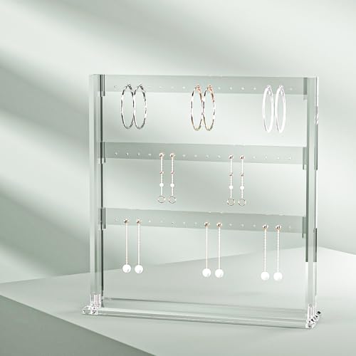 Coward Acrylic Earring Holder Stand, Tabletop Earring Jewelry Easel Display, Earring Jewelry Holder Organizer for Home Use or Store Selling Show (3layer)