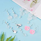 SUNNYCLUE 1 Box 10 Pairs Frosted Acrylic Calla Lily Flower Dangle Earring Making Kits Pink White Acrylic Flower Beads Caps Pendants, Pearl Bead, Earring Hook Jewelry Findings Supplies, Instruction - color: Diy 10 Pairs Pink White Flower Earrings