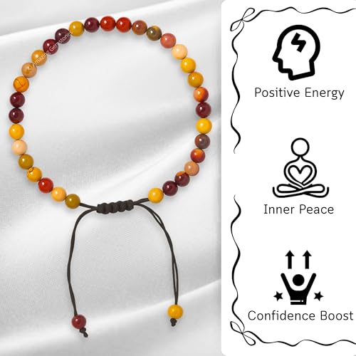 Amazing Gemstone Crystal Anklet Ankle Bracelets for Women - Waterproof Beaded Healing Crystal Anklets, Plus Size Chakra Gemstone Bead Anklet - color: Mookaite, style: Plain