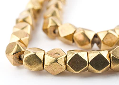 The Bead Chest Cornerless Cube Beads - Full Strand of Faceted Ethnic Metal Spacers (7mm, Antiqued Brass) - color: Antiqued Brass, size: 7mm