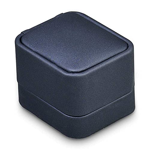 Blue Round Corner PU Leather Proposal Ring Box Jewelry Ring Gift Box Jewelry Packaging Box - color: Ring box