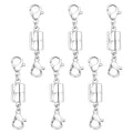 Double Lobster Clasp Magnetic Necklace Clasps and Closures 14K Gold and Silver Magnetic Jewelry Clasps Converters for Bracelet Necklaces Extender - color: 6Pcs Silver