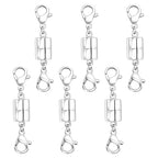 Double Lobster Clasp Magnetic Necklace Clasps and Closures 14K Gold and Silver Magnetic Jewelry Clasps Converters for Bracelet Necklaces Extender - color: 6Pcs Silver