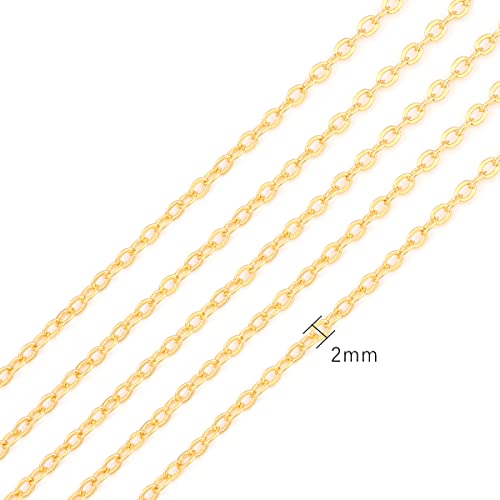 BEADIA 18K Gold Plated O Chains 2.0mm 2 Meters for Jewelry Making Findings - color: O Chain, size: 2.0mm
