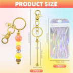 48 Pcs Beadable Keychains Bars bulk - 24 Gold & Silver DIY Metal Beaded Keychain Making Kit + 24 Bags Included, Bead Keychain Supplies,Blank Key Chain, Perfect for Women, Men, Birthday Gift - color: Gold + Silver, size: 24