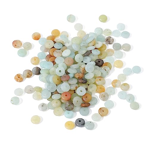 BEADIA Natural Amazonite Disk Stone Beads 4x2mm 160pcs Rondelle Loose Semi Gemstone Beads for Jewelry Making Design - color: Amazonite