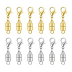 Magnetic Necklace Clasps and Closures with Lobster Clasp, Gold & Silver Jewelry Clasps Helper for Necklace Extender, Magnetic Clasps for Necklaces, Bracelets and Jewelry - color: 12Pcs | Single Clasp
