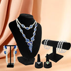6 Pcs Velvet Jewelry Display Set- Velvet Necklace Bust Holder Mannequin Bust & T-Bar 2 T Shape Earring Stand 2 Ring Finger Jewelry Holder Bracelet Organizer for Jewelry Showcase