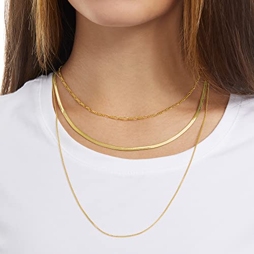 Amazon Essentials 14k Gold or Sterling Silver Plated Figaro Chain Necklace - color: Yellow Gold, size: 16", style: 2 mm