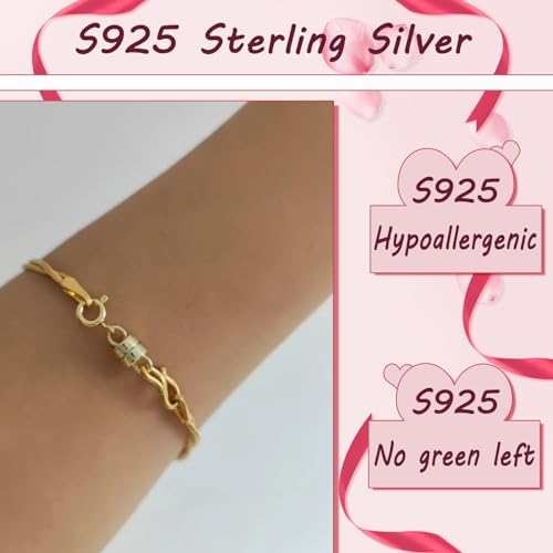 Serundo Auto 925 Sterling Silver Magnetic Necklace Clasps and Closures Min Magnetic Clasps for Necklaces Bracelets Chain Extender Connector for Jewelry Making Necklace 2Pack - color: gold