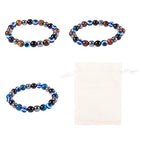 Elecrelive Glass Round Beaded Bracelet Set Clay Beaded Bracelets Stretch Bracelets - color: Blue, Black