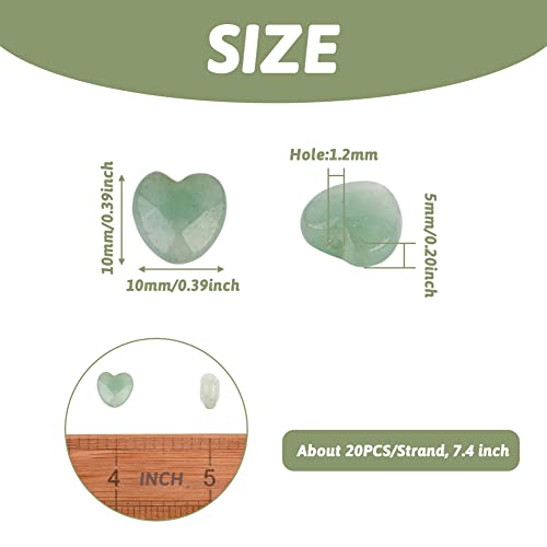 Fashewelry 18pcs Faceted Heart Natural Green Aventurine Stone Beads Tumbled Chakra Gemstone Beads Crystal Healing Drilled Loose Beads for Earring Bracelet Necklace Jewelry Making - color: Green Aventurine