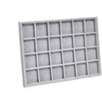 Juvale Velvet Jewelry Organizer Tray - Earring Tray Insert with 24 Compartments - Stackable Jewelry Drawer Organizer - Includes Bracelet Holder Slots - Gray, 14 x 10 in - size: 24 Grids