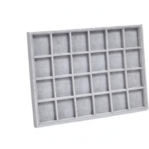 Juvale Velvet Jewelry Organizer Tray - Earring Tray Insert with 24 Compartments - Stackable Jewelry Drawer Organizer - Includes Bracelet Holder Slots - Gray, 14 x 10 in - size: 24 Grids