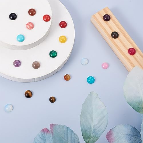 Crafans 50Pcs 8mm Half Round Gemstone Cabochons Synthetic Goldstone Flat Back Stone Cabochons Domes No Hole Healing Power Stone Chakra Crystal Beads for Jewelry Making - color: Goldstone, size: 8mm