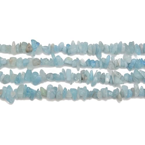 Gemstone Chips Natural Aquamarine 3-5mm Healing Crystals Waist Bracelets Necklace Kit Irregular Stone DIY Crafts Design Jewelry Making Approxi 32 inch - color: Aquamarine Chips