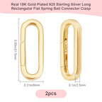 Beebeecraft 1 Box 2Pcs Gold Spring Gate Rings Real 18K Gold Plated 925 Sterling Silver Round Oval Trigger Connector Snap Clip Hook Ring Clasp for Jewelry Making Necklace Bracelet DIY Crafts Findings - color: Gold