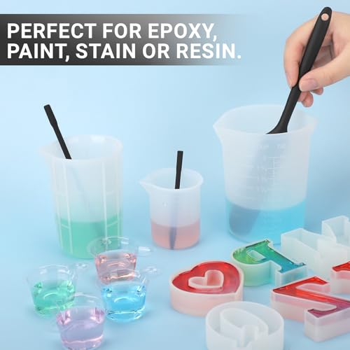 Gartful 6PCS Silicone Spatula Sticks, Non-Stick Epoxy Resin Mixing Sticks Scraper Tools, Reusable Stirring Rods for Resin, Paint, Waxing, Liquid, Arts Crafts Supplies, Facial Mask, Black - color: Black