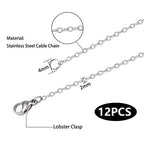 Wholesale 12 PCS Genuine Stainless Steel Fine Cable Chain Necklace Chains Bulk for Jewelry Making (26 Inch(2MM)) - color: Stainless Steel, size: 26 inch-0.079 inch