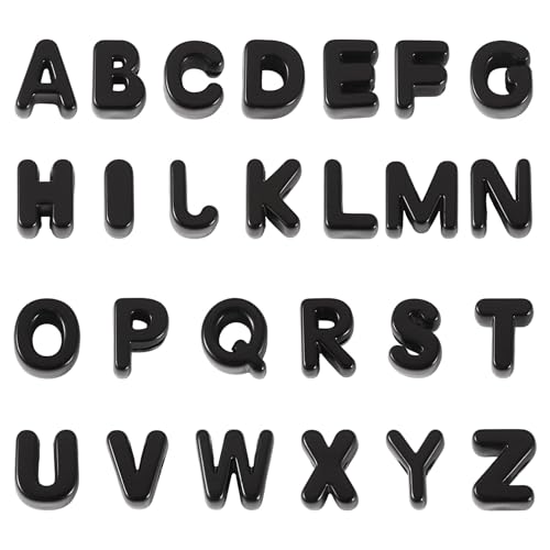 Craftora 26Pcs Black Large Letter Beads 20mm Big Acrylic A to Z Alphabet Beads, 3D Chunky Initial Bead for Keychains Paracord Necklace Jewelry Making Bag Charm - color: 26 Letters