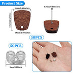 100Pcs Wood Earring Studs for Jewelry Making Walnut Wood Stud Earring Posts Earring Findings Earring Pin Studs with Loop Trapezoid Wooden Earrings Post with Ear Backs for DIY Earrings Making Supplies - color: Trapezoid-100Pcs