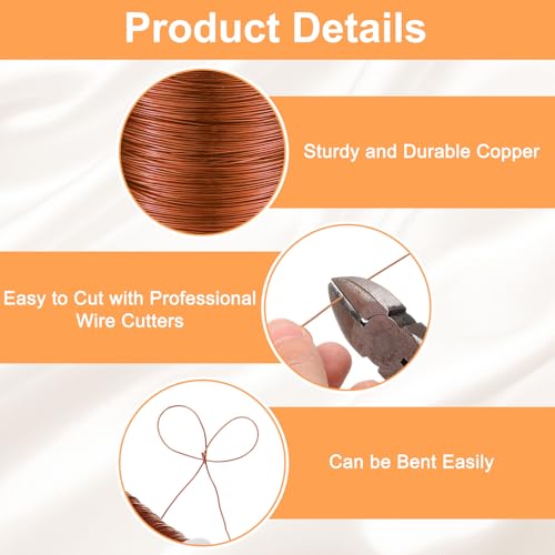 HARFINGTON Wire 328ft Length 26 Gauge Copper Craft Jewelry Wrapping Wire Tarnish Resistant Beading for Jewelry Making Supplies Crafting, Coffee - color: Coffee