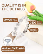 Feraco Pure Copper Bracelets for Women, 4X Ultra Strength Magnetic Bracelet with 3800 Gauss Neodymium Magnets & Dazzling Austrian Cut Crystals Stone, Adjustable Jewelry Gift - style: Sparkle Sphere - Silver