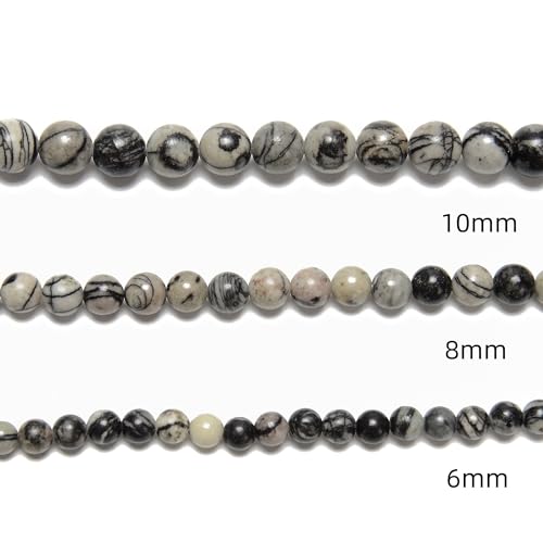 122Pcs(2 Strand/Set) 6mm Silk Stone Web Jasper Smooth Round Beads Natural Stone Beads AAA Grade Premium Round Gemstone Genuine Real Stone Loose for DIY Bracelet Jewelry String Making - color: Spider Web Jasper, size: 6mm