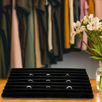 SSWBasics Large Black Velvet Ring Display Tray Organizer - 14-1/4"L x 7-1/2"W - Continuous