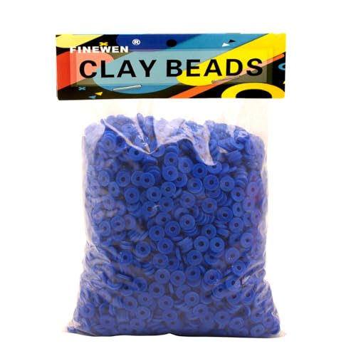 Blue Clay Beads(6mm,4300 pcs) Clay Beads for Bracelet Making Kit, Flat Round Polymer Spacer Heishi Beads for Jewelry Necklace